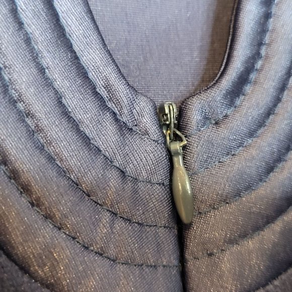 Vintage Vanity Fair Robe Zip Up Navy Blue Size Small Velour Long Sleeve 70s 80s - Picture 6 of 9